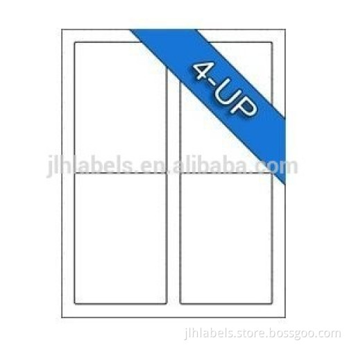 4UP 3.5x5 Avery Compatible 5168 8168 Laser Inkjet White Blank Matte Labels / 100 Sheets / 400 Labels